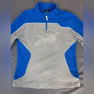 Ski-Doo BRP Fleece Pullover L Blue Grey 1/4 Zip Snowmobile Jacket Unisex